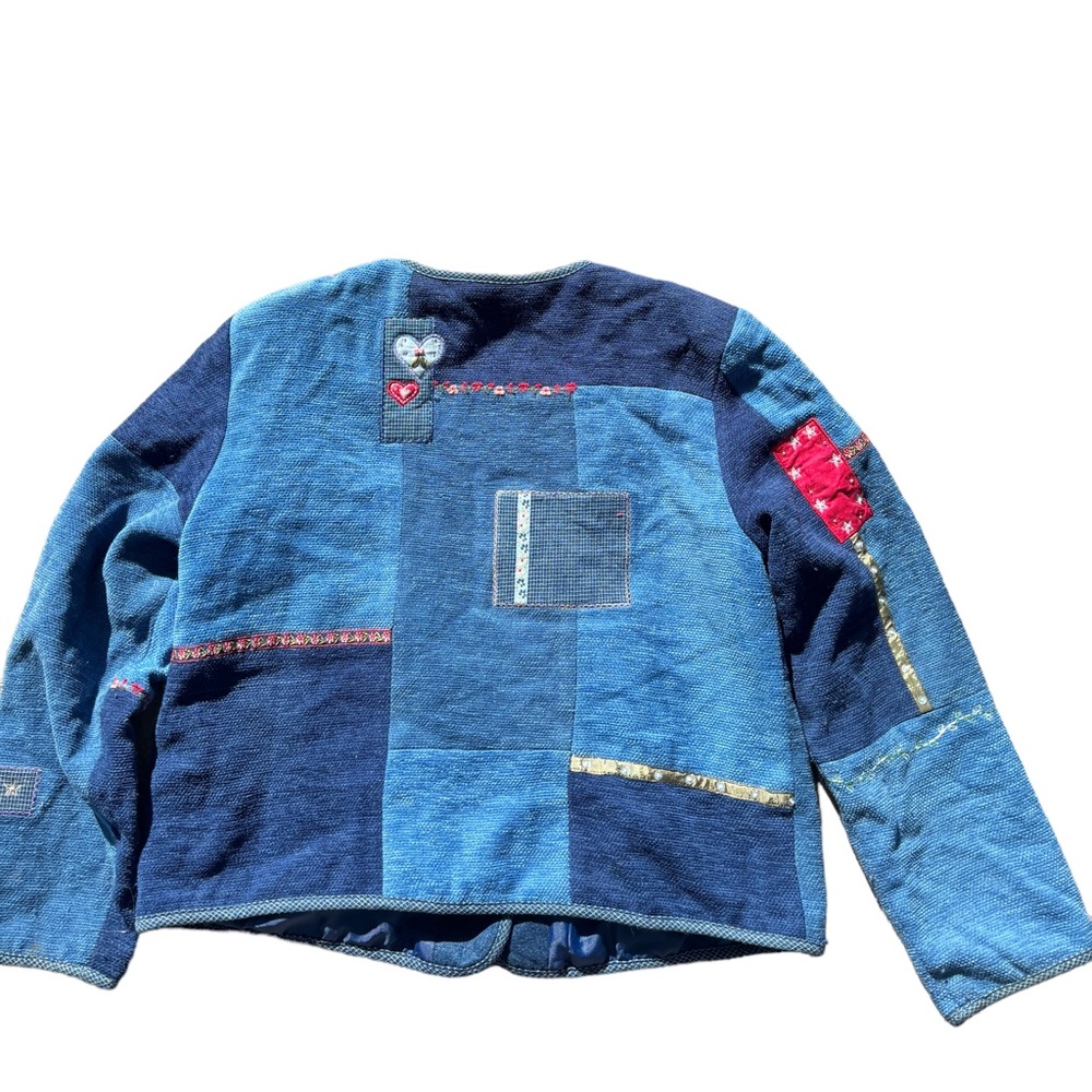 Koret City Blues Patchwork Lined Sweater Large Vi… - image 3